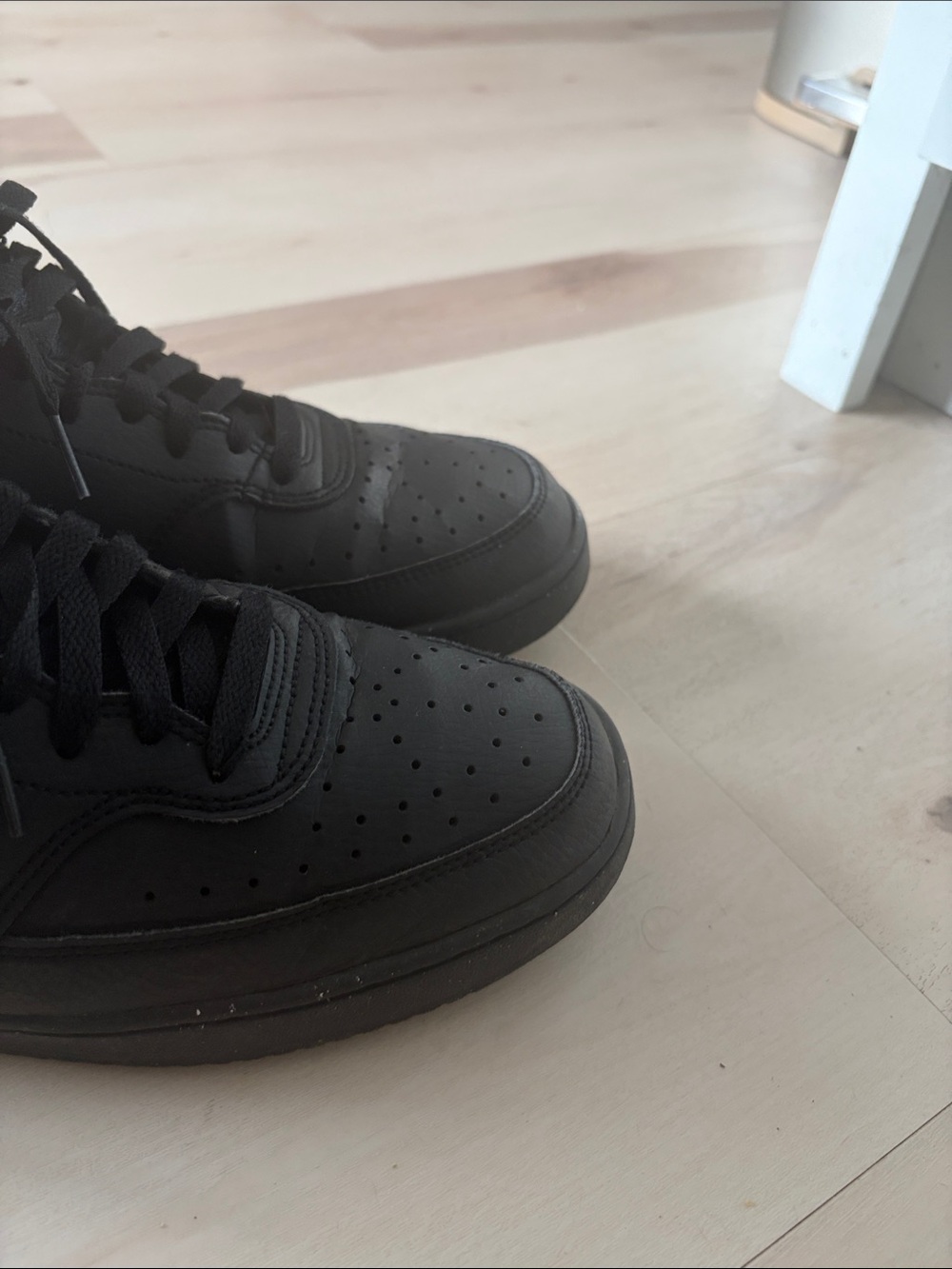 nike mens court vision low black/black sz 10.5 leather - Picture 2 of 11